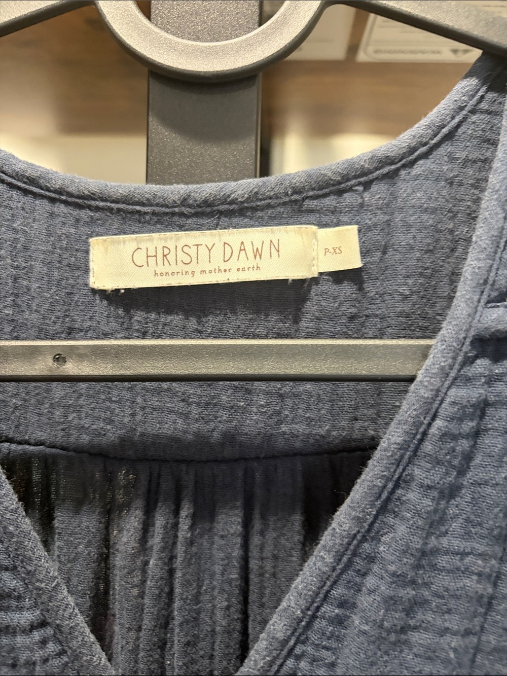 Christy Dawn cotton gauze dawn dress in Navy (petite extra small) - Picture 2 of 6